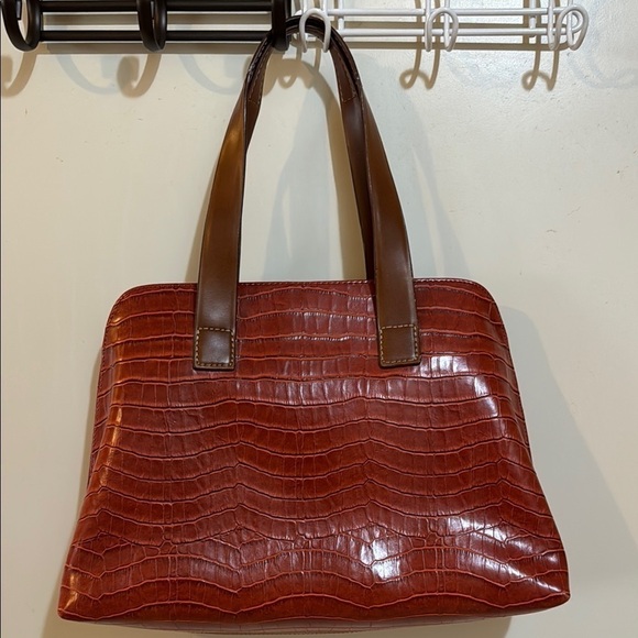 Jones New York Faux Crocodile Terracotta Shoulder Bag with brown straps! - Picture 5 of 13